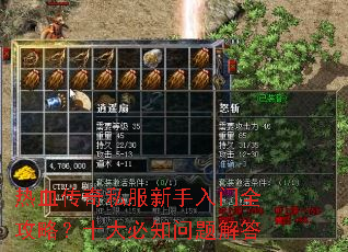 热血传奇私服新手入门全攻略?十大必知问题解答 热血传奇私服新手入门全攻略?十大必知问题解答